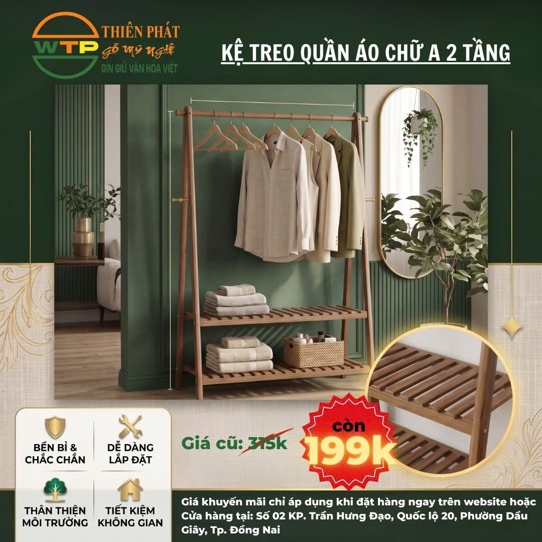 kệ treo quần áo chữ A 2 tầng